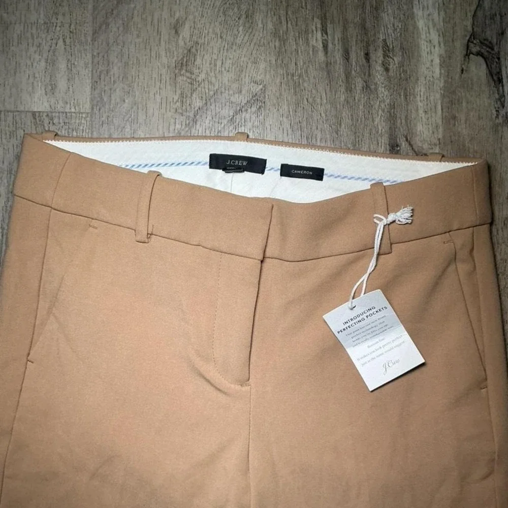 J.Crew Tan Khaki Tailored Trousers Straight Leg NWT Women's Petite Size‎ 8P